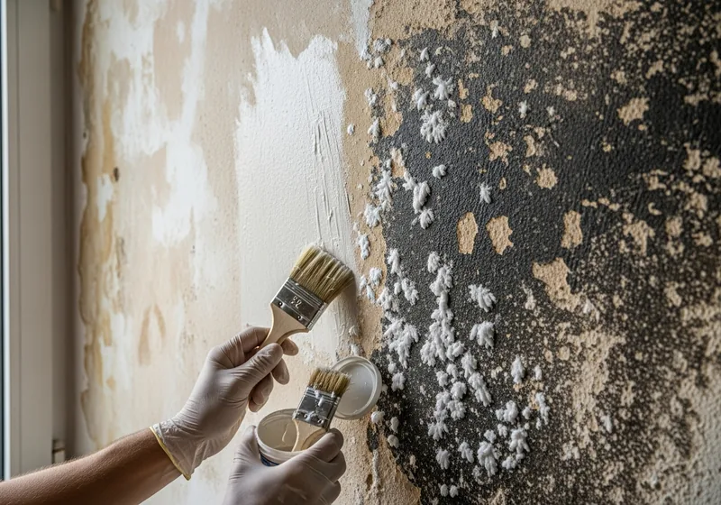 Traitement du salpêtre et des moisissures sur un mur intérieur à Morlaix